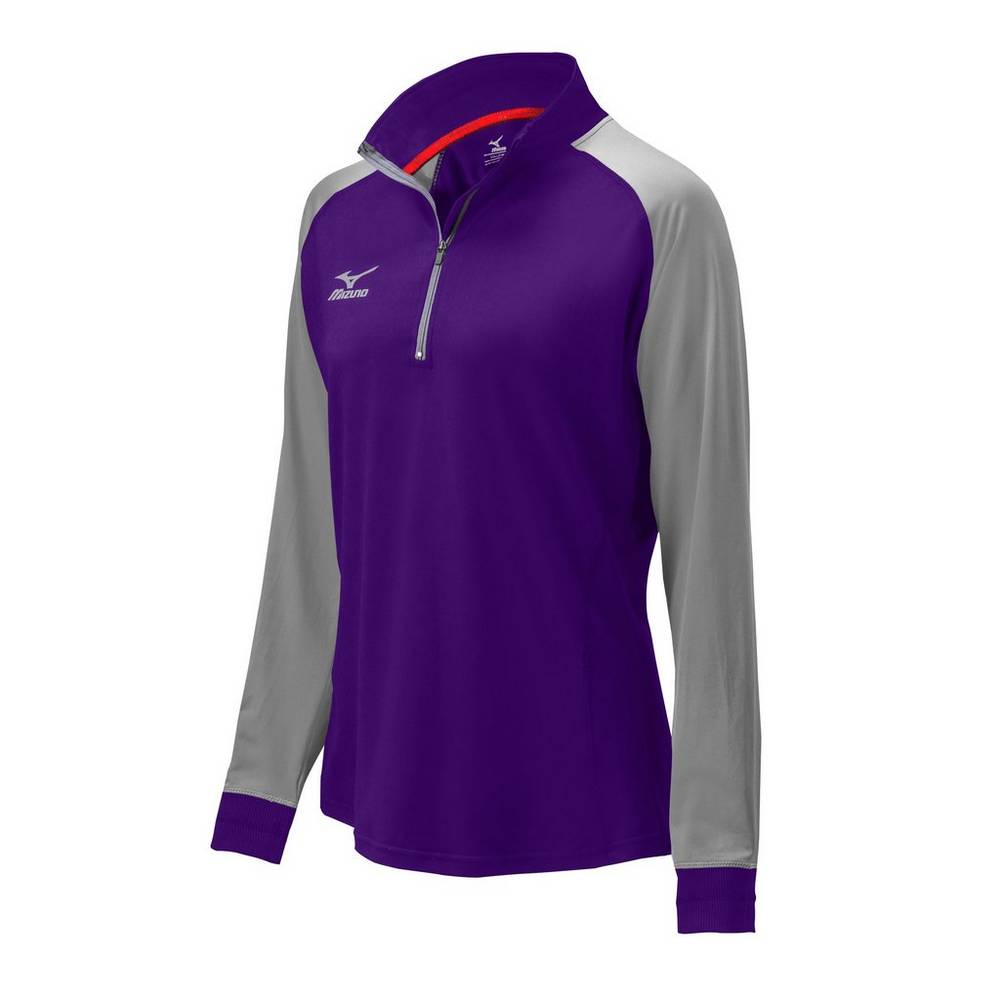 Mizuno Prime 1/2 Zip - Bayan Mont - Mor/Gri Türkiye (HLRBYW-126)